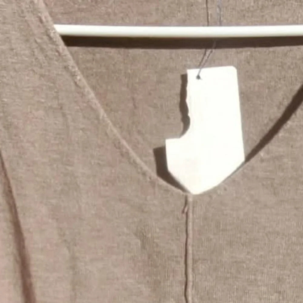 Dreamers brand v-neck taupe sweater, size M/L, new with tags - Picture 2 of 3